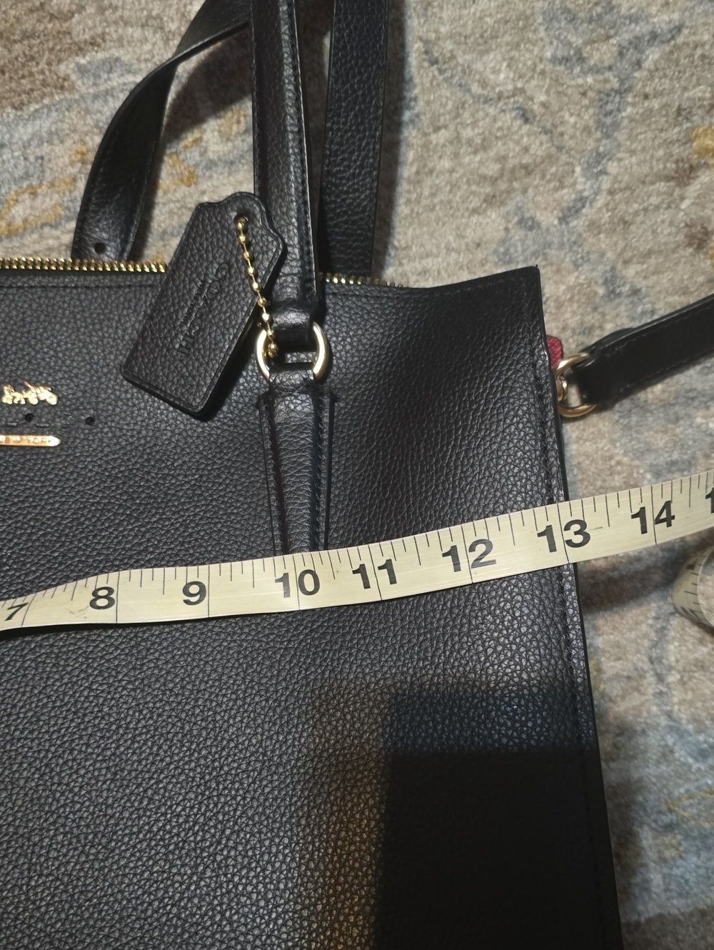 Coach Black Pebbled Leather Tote with Gold Hardware - Picture 10 of 11